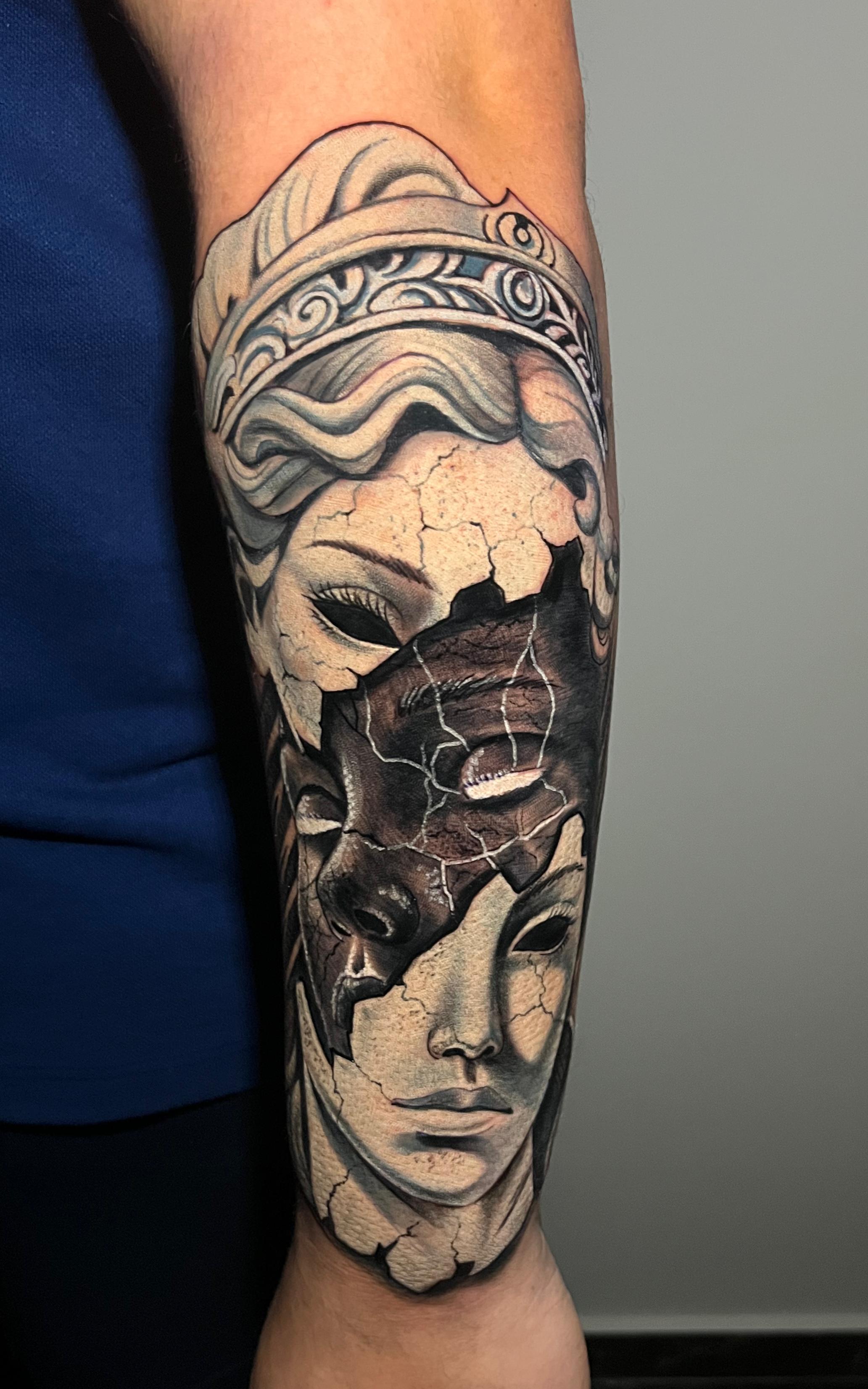 Tatuagem preto e branco realista